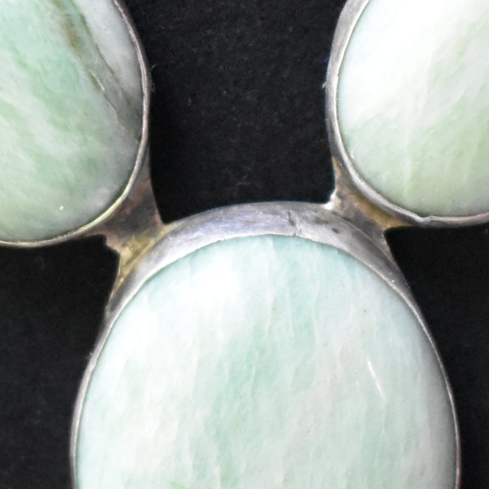 Vintage Amazonite and Silver Three Stone Necklace - Picture 6 of 15